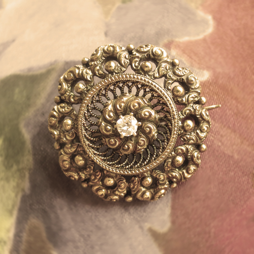 antique diamond pin sepia