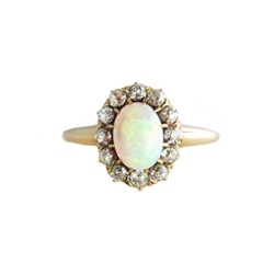 Victorian 1890's 1.65ctw Opal & Old European Cut Diamond Halo Ring 14k ...