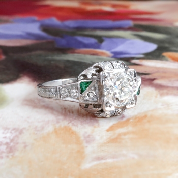 Art Deco Engagement Ring Vintage 1930's Old European Cut Diamond Lab ...
