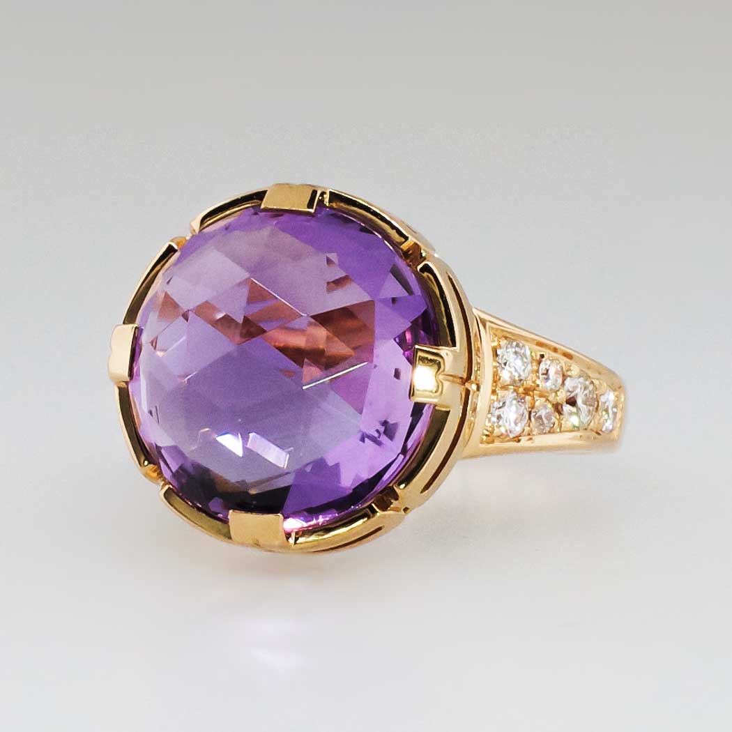 Estate Gorgeous Bvlgari Parentesi Amethyst & Diamond 18k Rose Gold Ring |  Antique & Estate Jewelry | Jewelry Finds