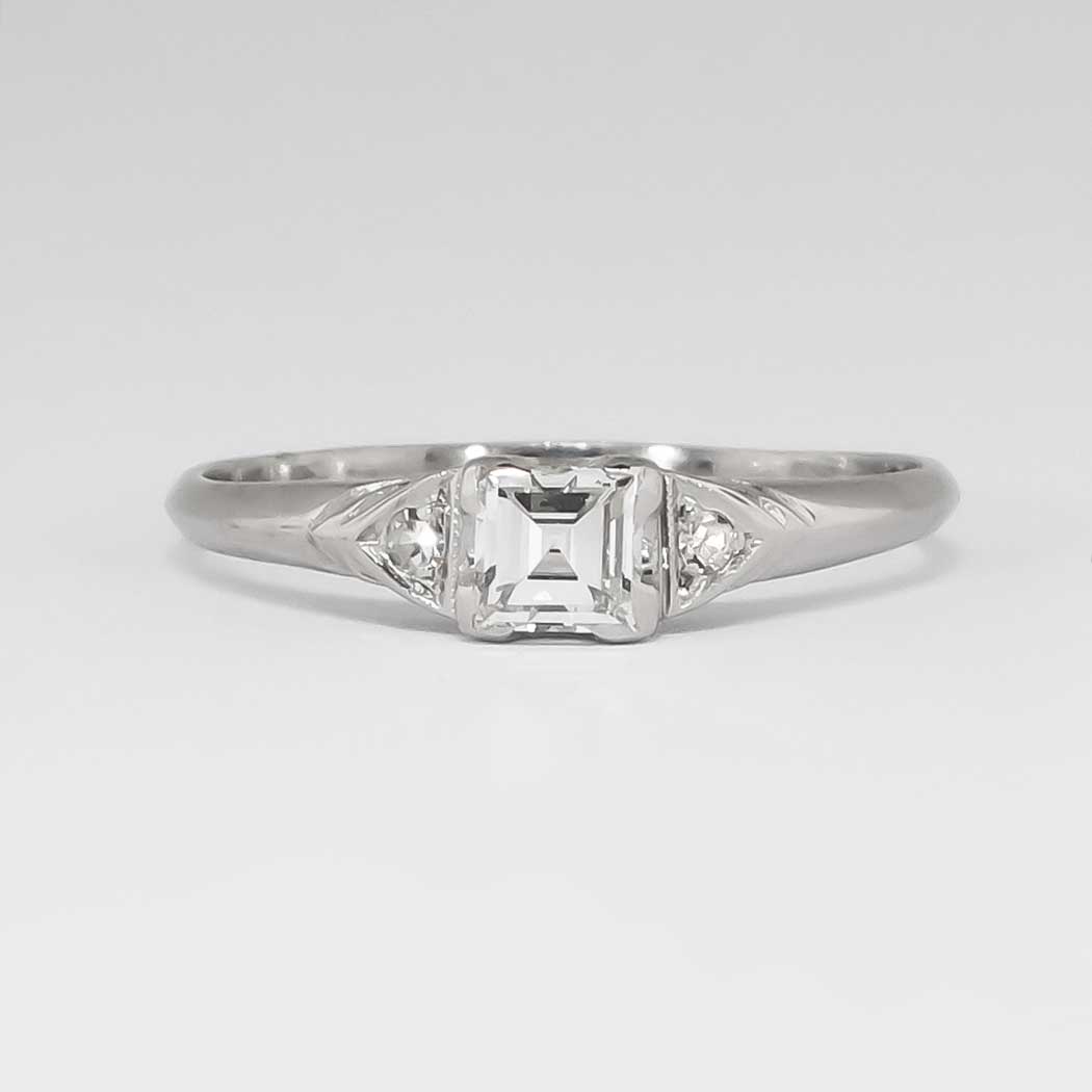 Elegant Understated 1940's .30ct t.w. Square Emerald Cut Diamond ...