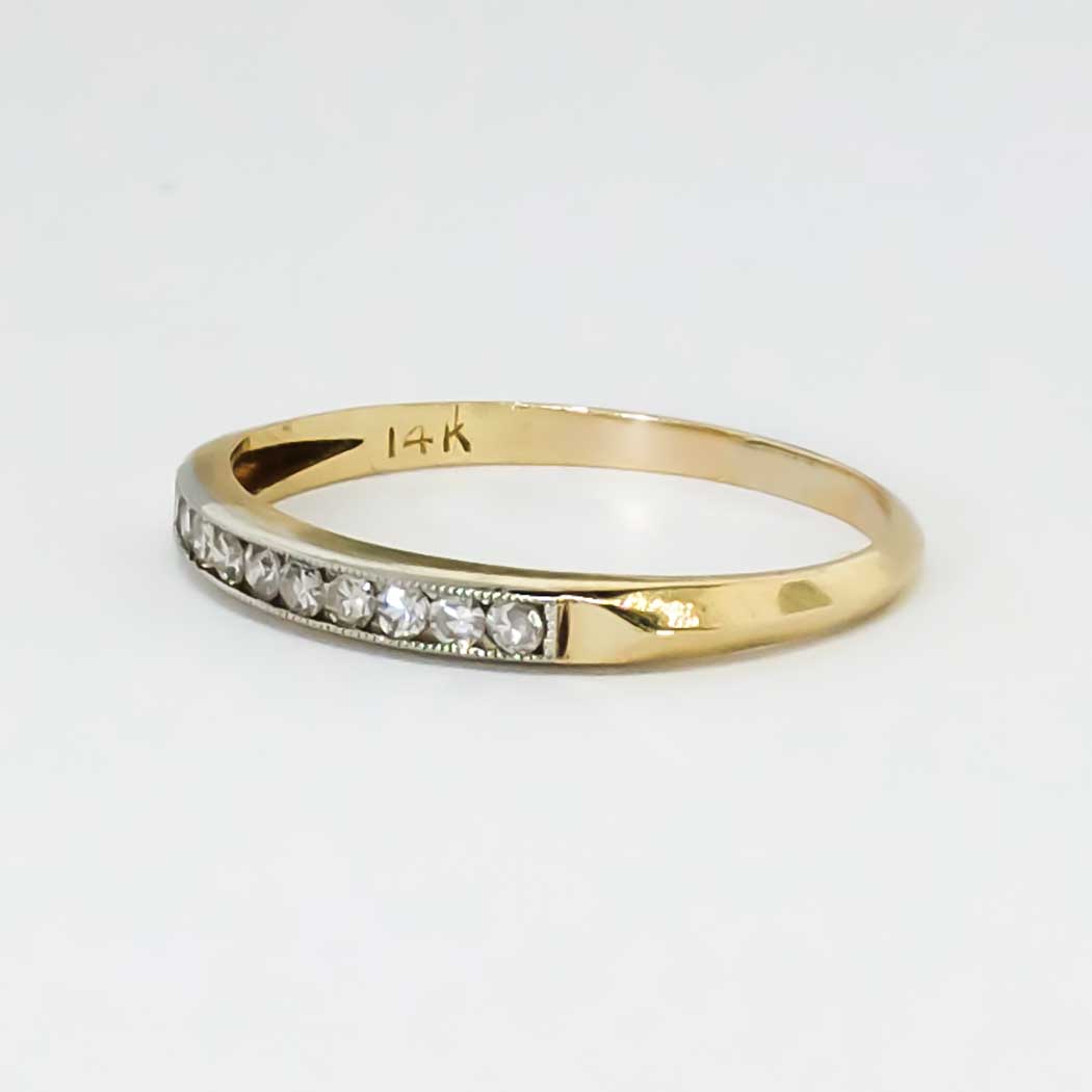 Delicate 1930's .20ct t.w. Two Tone Diamond Wedding Band 14k | Antique ...