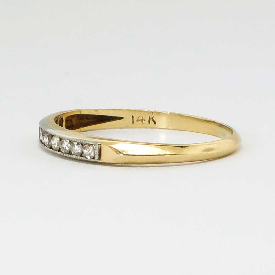 Delicate 1930's .20ct t.w. Two Tone Diamond Wedding Band 14k | Antique ...