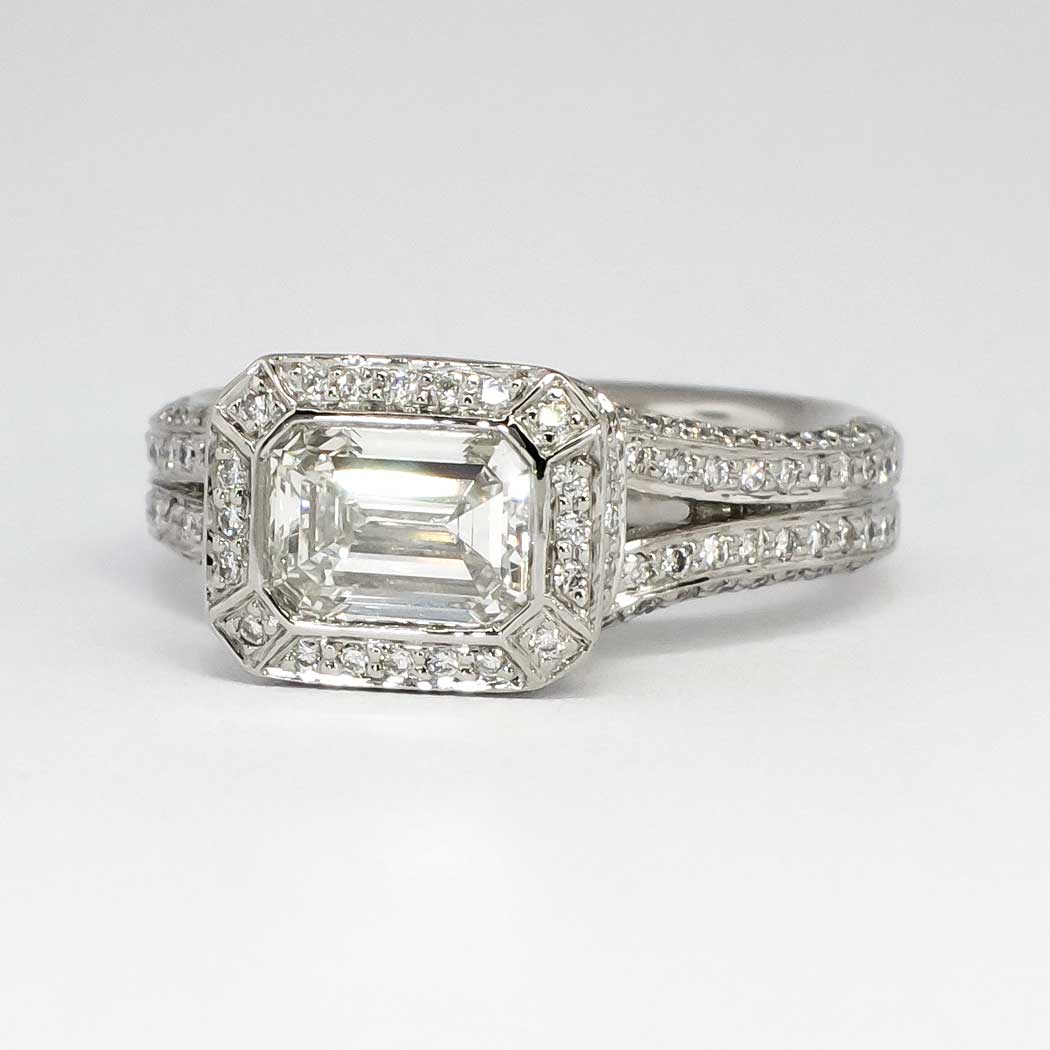 Heavenly Estate Ritani 2.25ct t.w. Emerald Cut Diamond & Pave' Halo ...