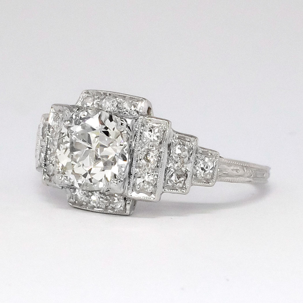 Gorgeous 1930's 1.60ct t.w. Old European Cut Diamond Ring Platinum ...