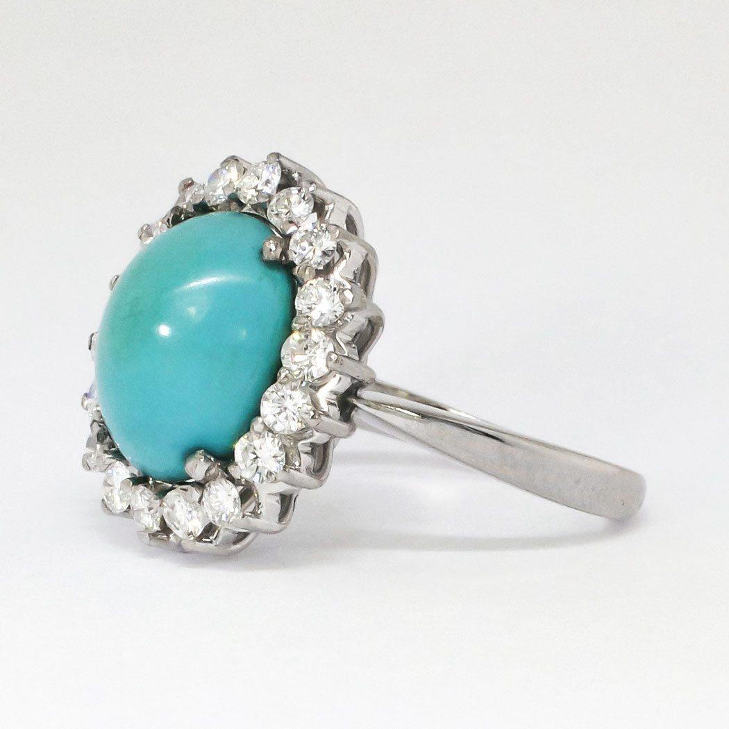 Exceptional 7.48ct t.w. 1970's Robin's Egg Blue Turquoise & Diamond ...
