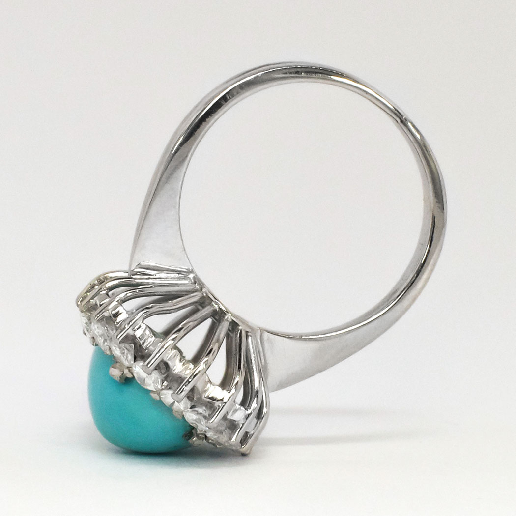 Exceptional 7.48ct t.w. 1970's Robin's Egg Blue Turquoise & Diamond ...