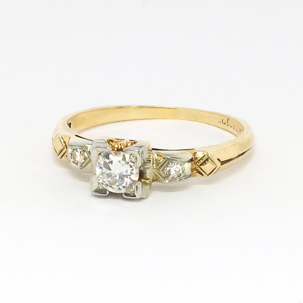 Art Deco .20ct t.w. 1930's Old European Cut Diamond Engagement Ring Two ...