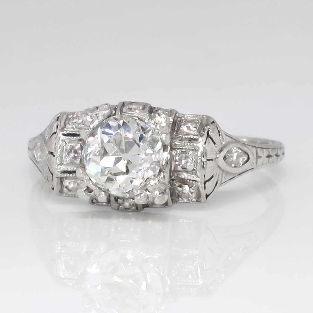 Art Deco 1930's .94ct t.w. Old European Cut Diamond & Hand Engraving ...