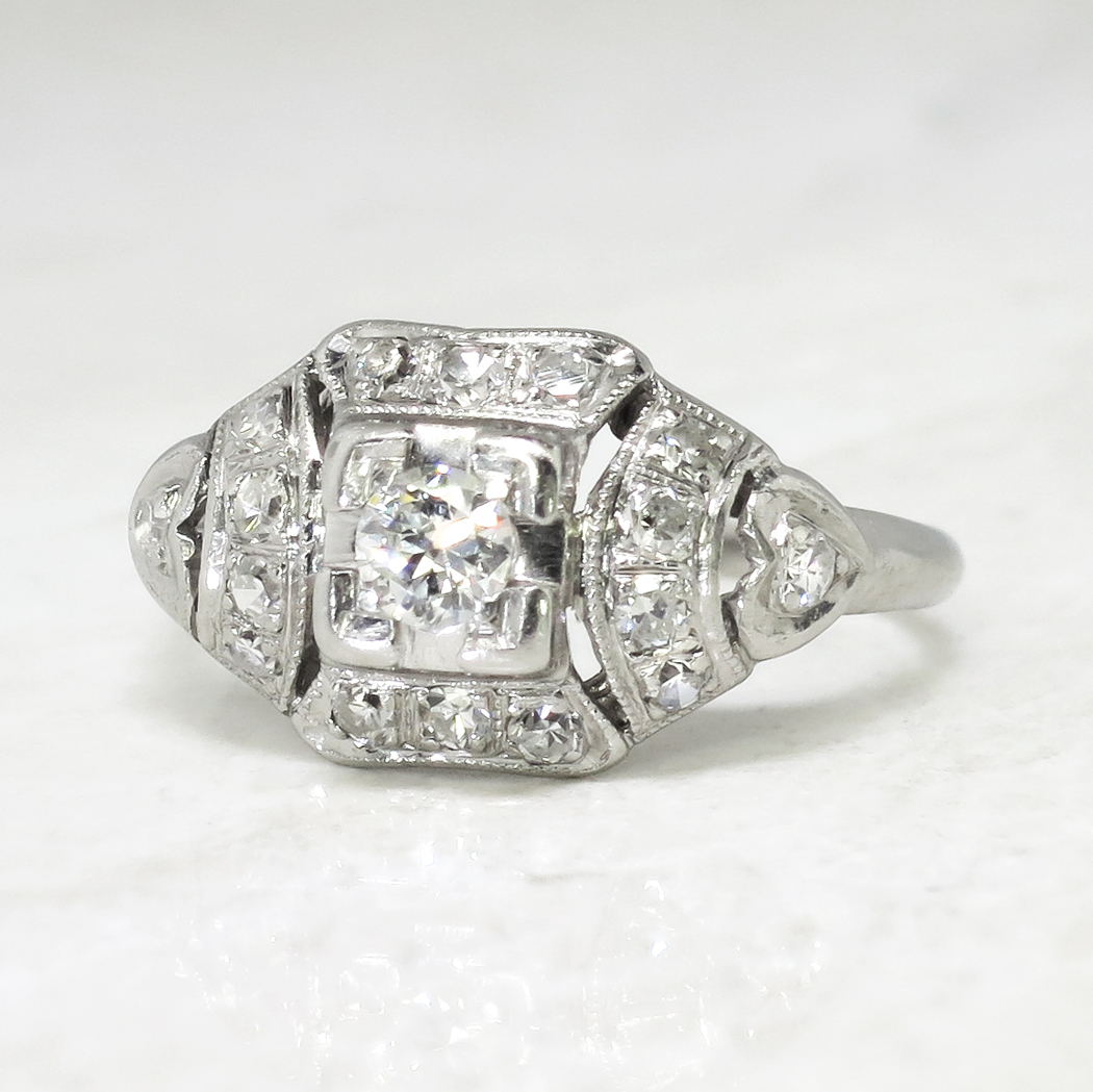 Art Deco 1930's Vintage .44ct t.w. Old European Cut Diamond Engagement ...