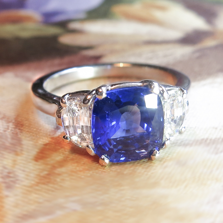 Extraordinary Estate 3.03ct t.w. Cushion Sapphire & Cadillac Diamond ...