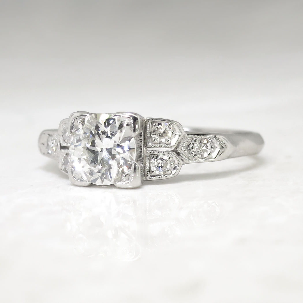 Art Deco 1930's .77ct t.w. Old European Cut Diamond Engagement Ring ...