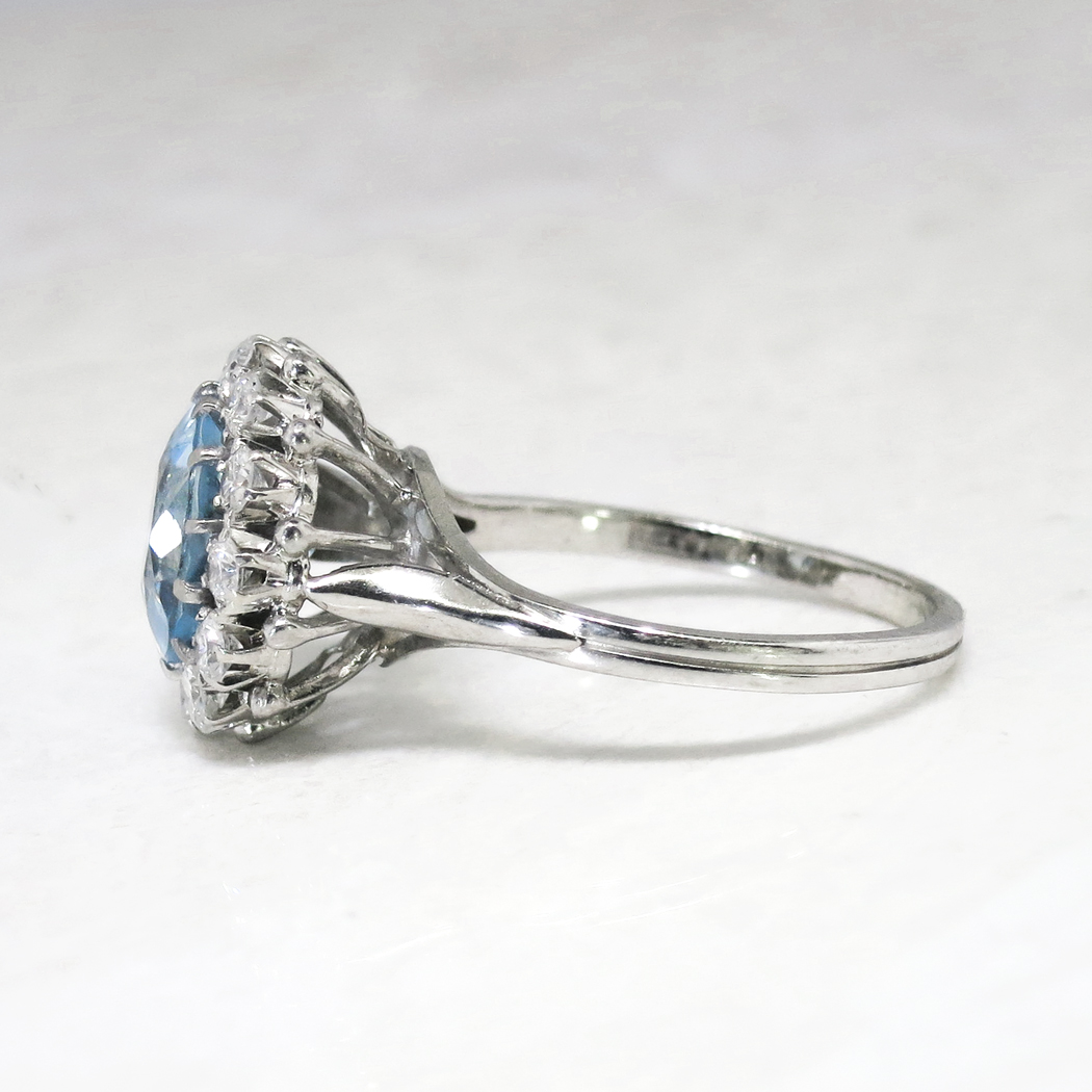 Vintage 1970's 2.99ct t.w. Aquamarine & Diamond Halo Engagement Ring ...