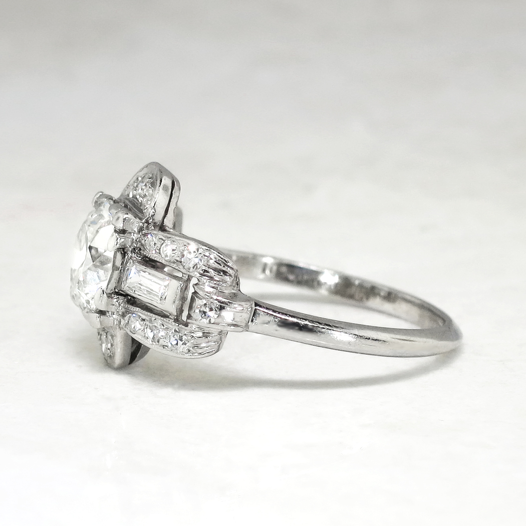 Art Deco 1930's 1.63ct t.w. Old European Cut Baguette Cut Diamond ...