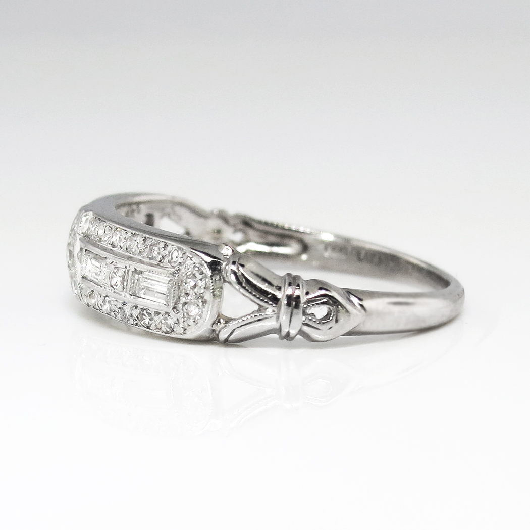 Art Deco 1930's .51ct t.w. Mixed Baguette & Single Cut Diamond Wedding ...
