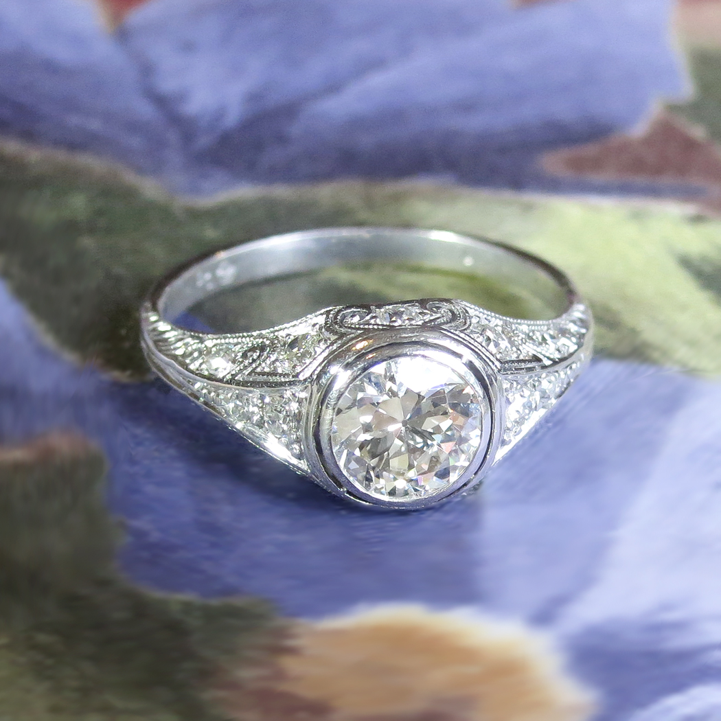 Vintage 1940's .91ct t.w. Old Transitional Cut Diamond Engagement ...