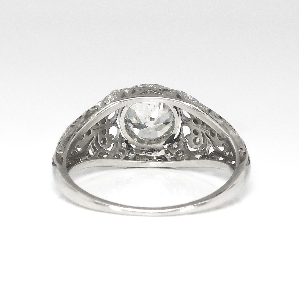 Vintage Art Deco 1930's Bezel Set Fleur De Lis Old European Cut Diamond ...