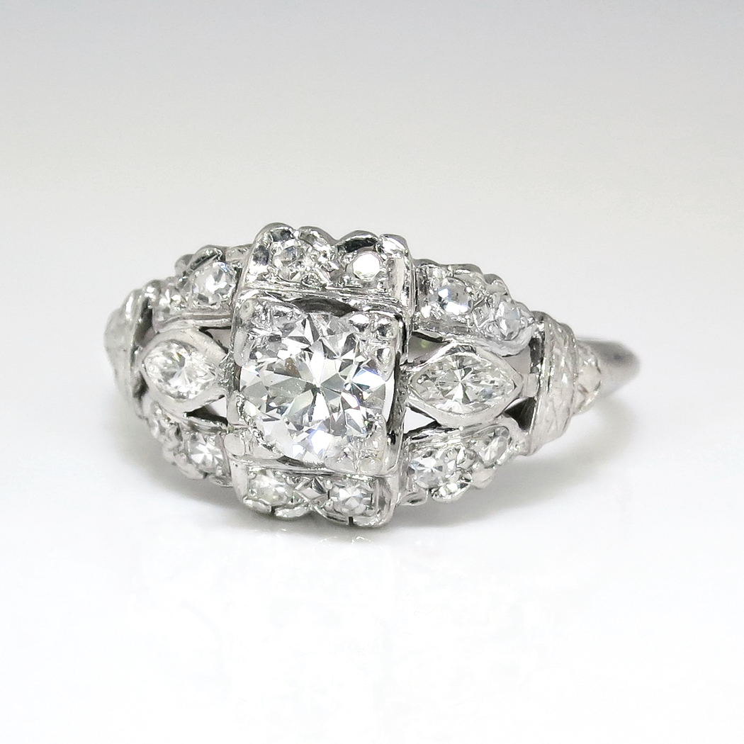 Vintage 1940's .77ct t.w. Old European Cut Marquise Cut Diamond ...