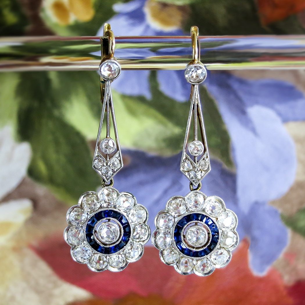 Amazon.com: Art Deco Antique Vintage Retro Style Dark Blue Navy Sapphire  Rhinestone Bridal Bridesmaid Wedding Prom Cluster Earrings: Clothing, Shoes  & Jewelry