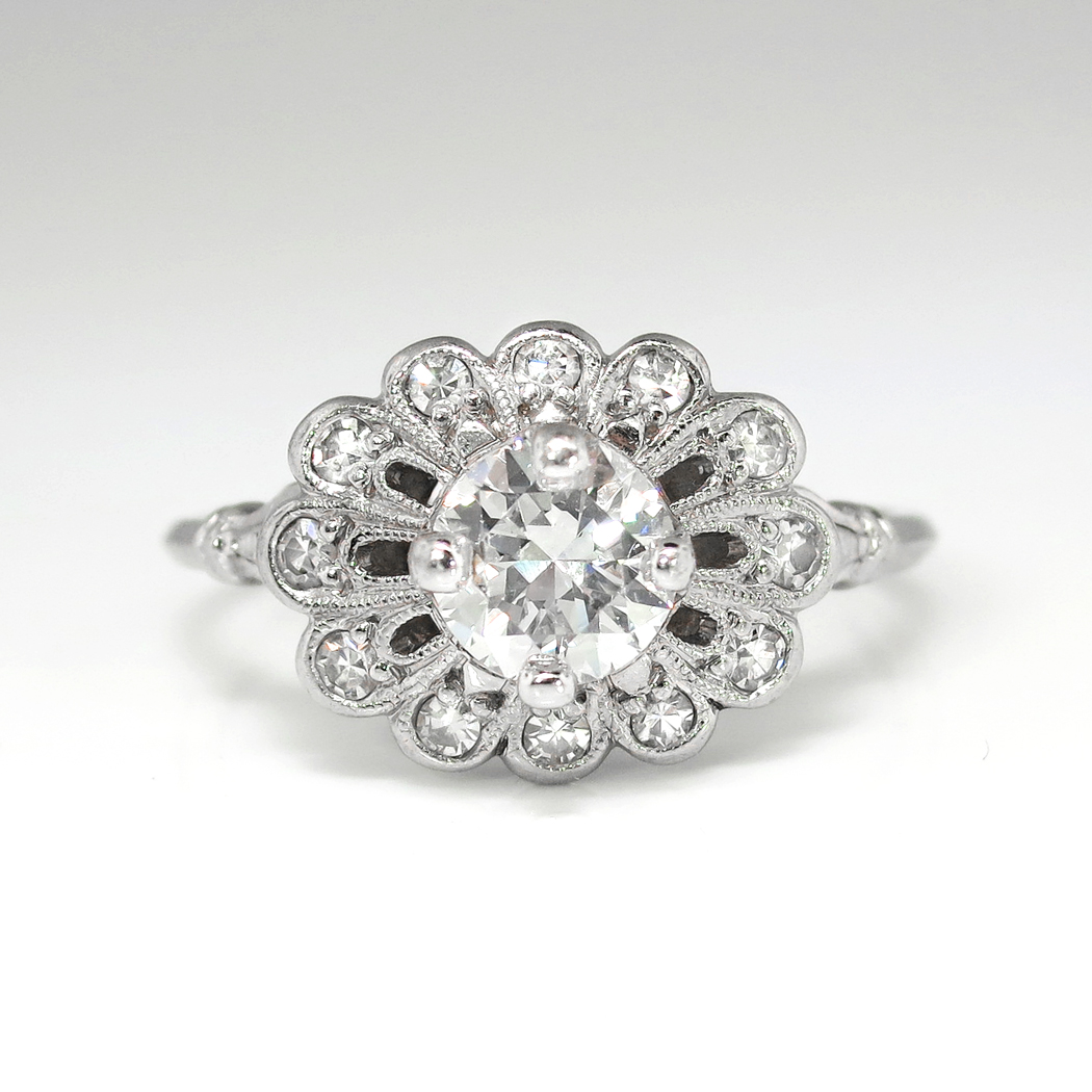 Art Deco Vintage Orange Blossom Old Transitional Cut Diamond Engagement ...