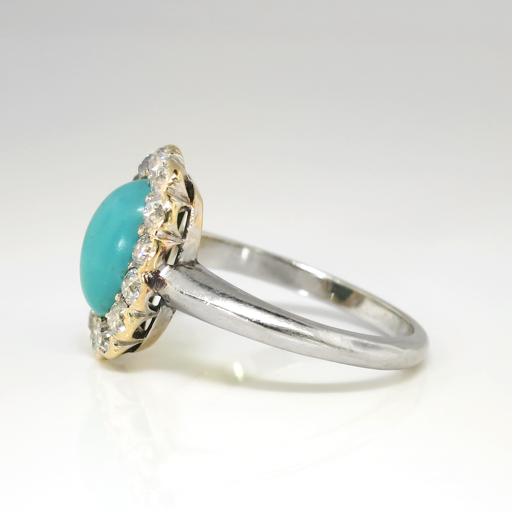 Vintage Edwardian 1920's 2.03ct t.w. Turquoise & Old European Cut ...