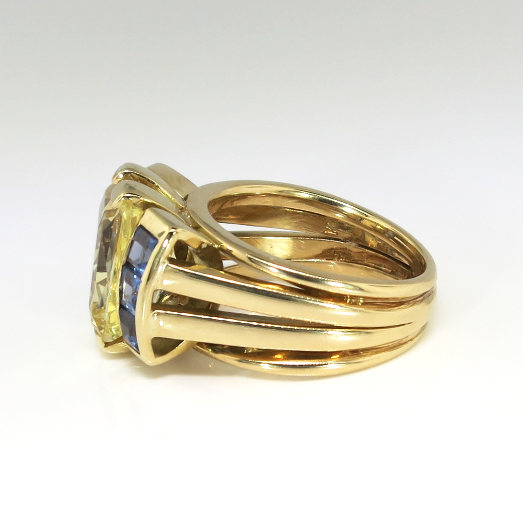 Estate Vintage 1970's 7.19ct t.w. Natural Yellow & Blue Sapphire ...