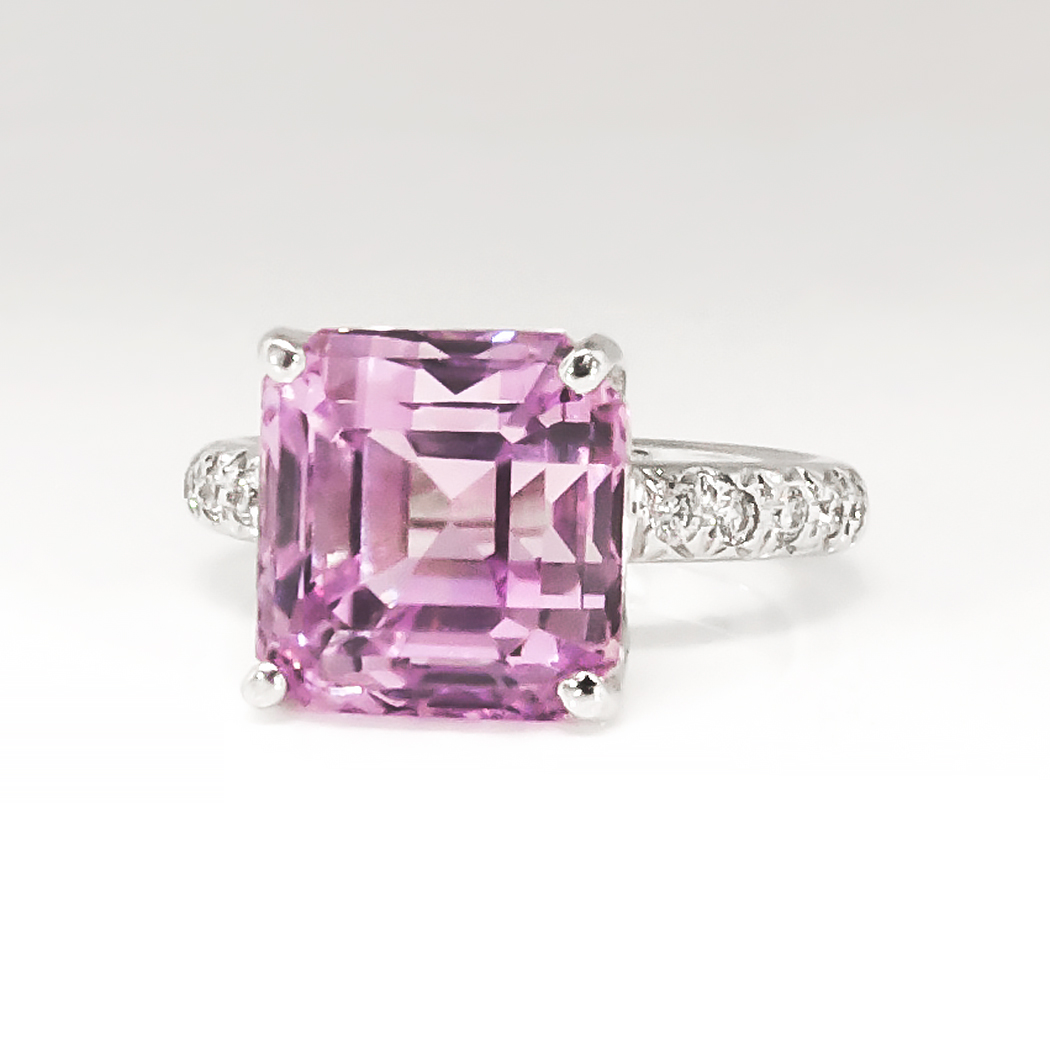Estate Pink Purple Kunzite Diamond Cocktail Statement Ring 18k White ...