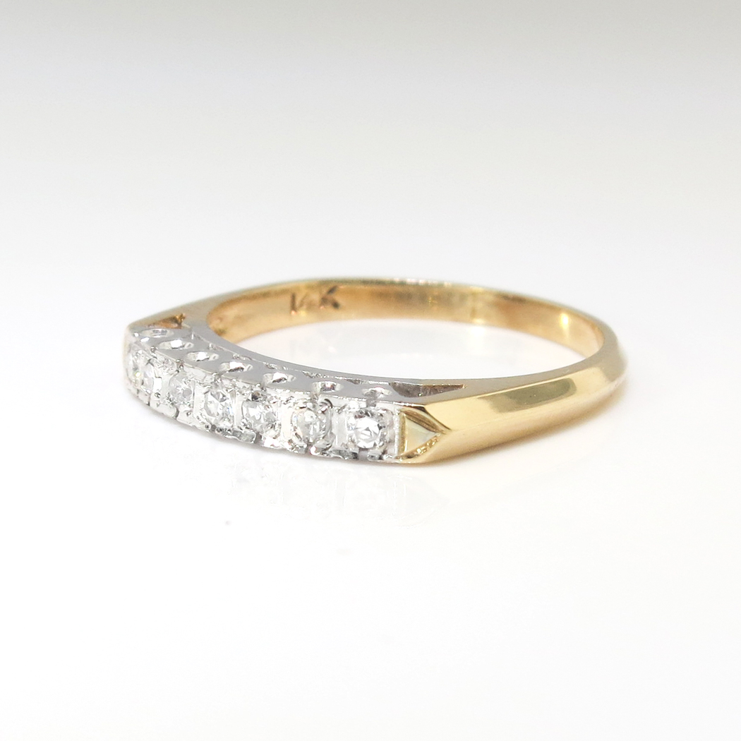 Art Deco Vintage 1930's Two Tone Diamond Wedding Stacking Band Ring 14k ...