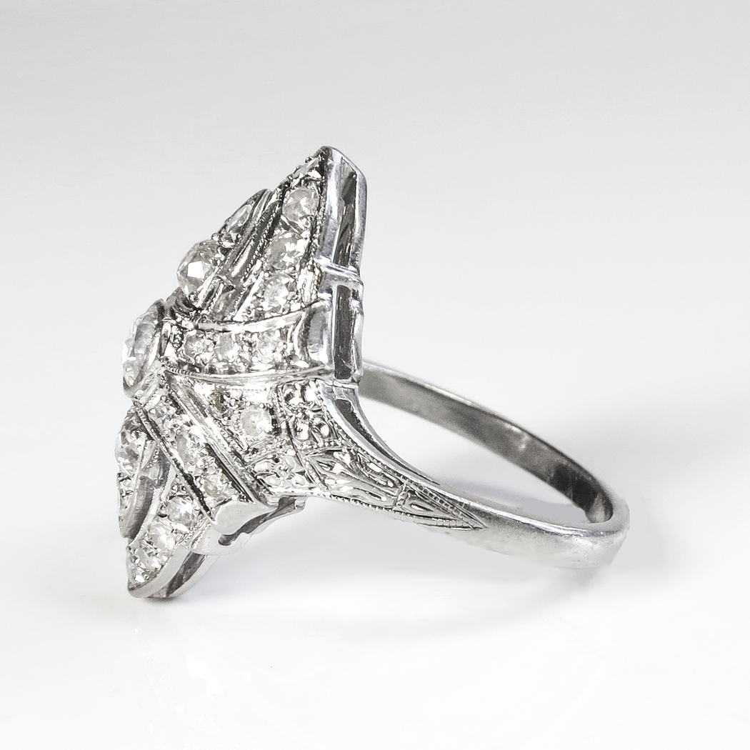 Antique Edwardian Old European Cut Diamond Ring Platinum | Antique ...