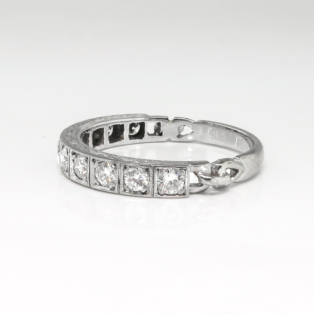 Vintage 1940's Retro Wedding Band Ten Diamond Wedding Stacking ...