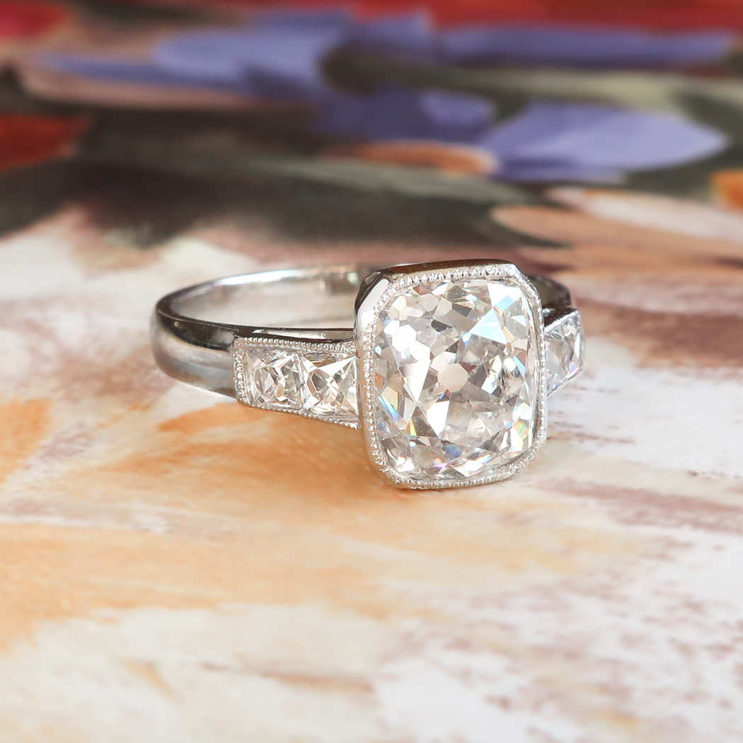 Antique Edwardian Cushion Cut Diamond Engagement Ring Circa 1920's ...