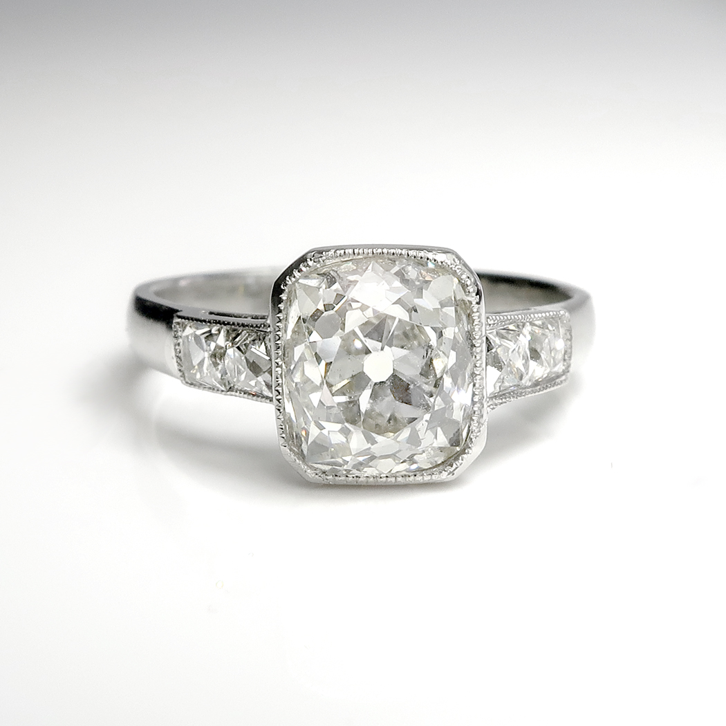 Antique Edwardian Cushion Cut Diamond Engagement Ring Circa 1920's ...