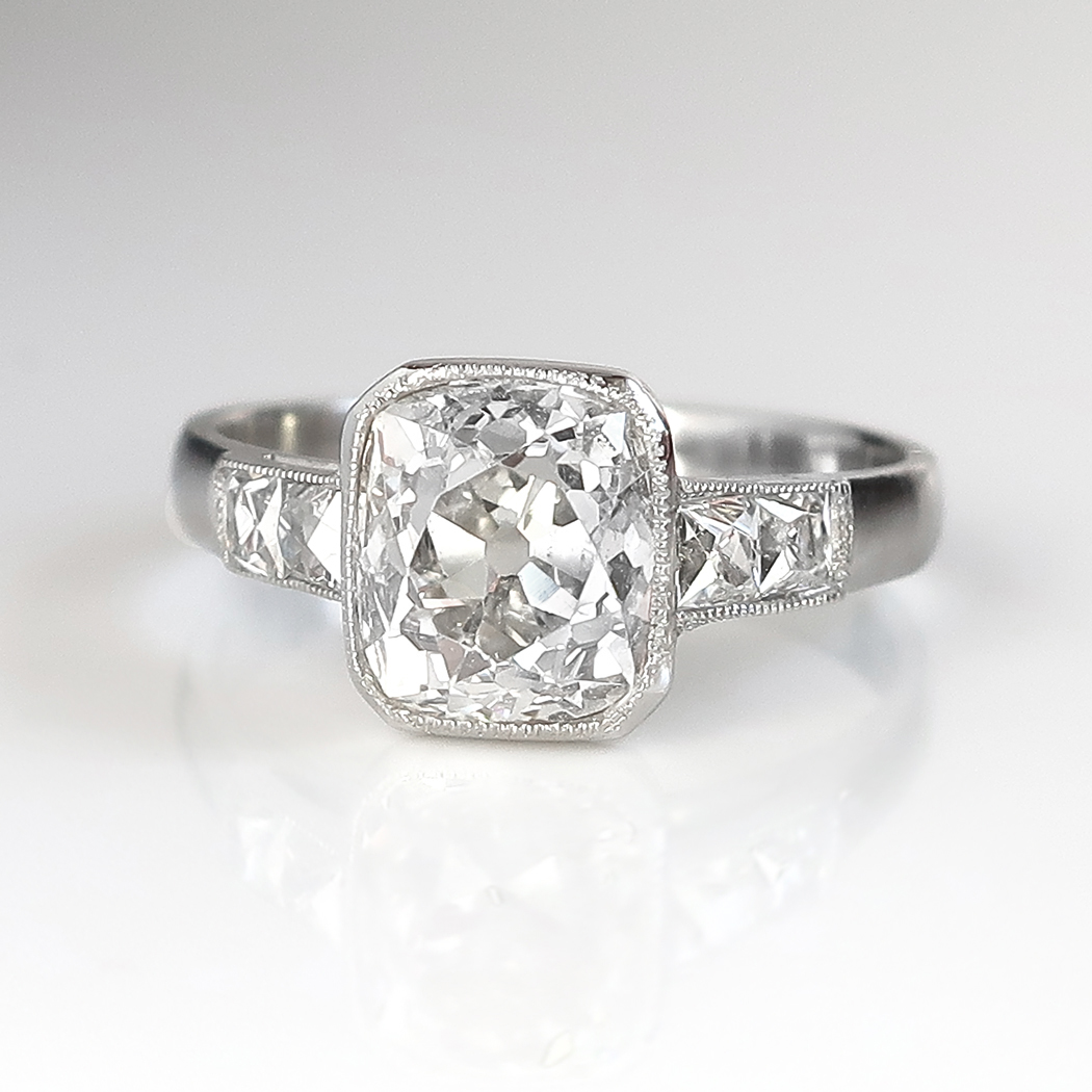 Antique Edwardian Cushion Cut Diamond Engagement Ring Circa 1920's ...