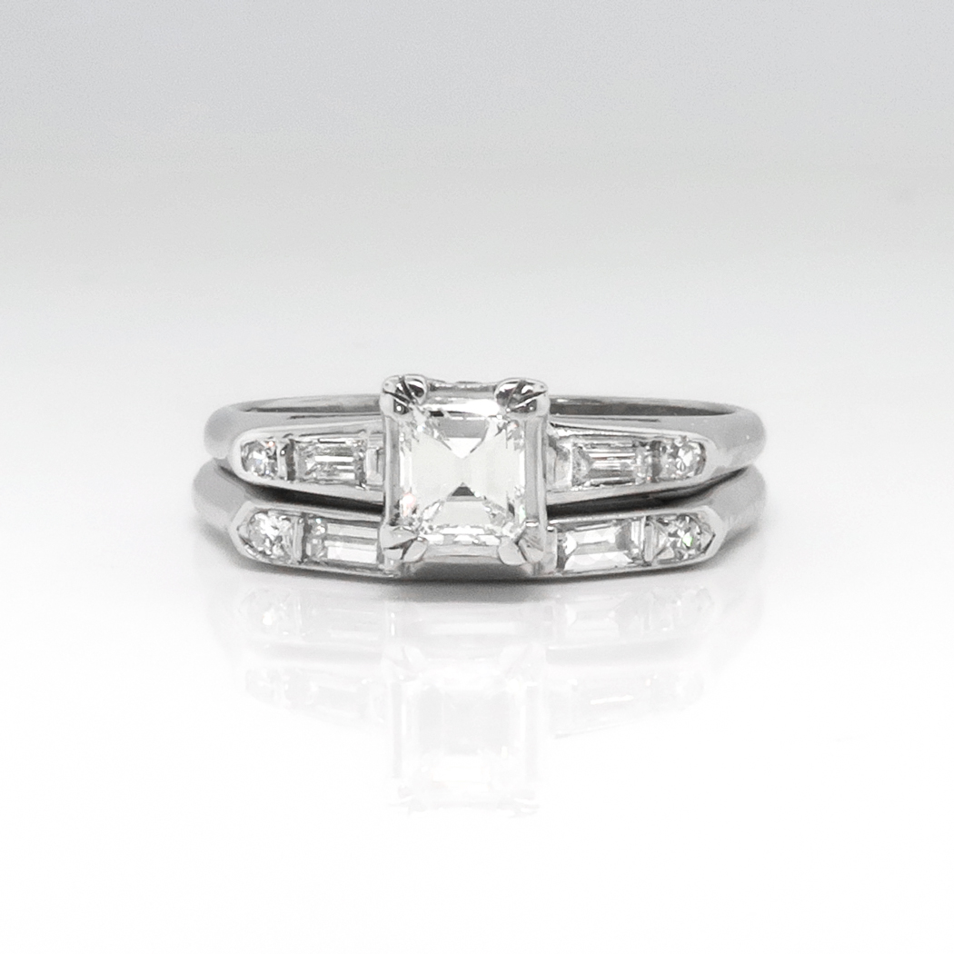 Vintage Estate Retro 1950's Emerald Cut Baguette Single Cut Diamond ...