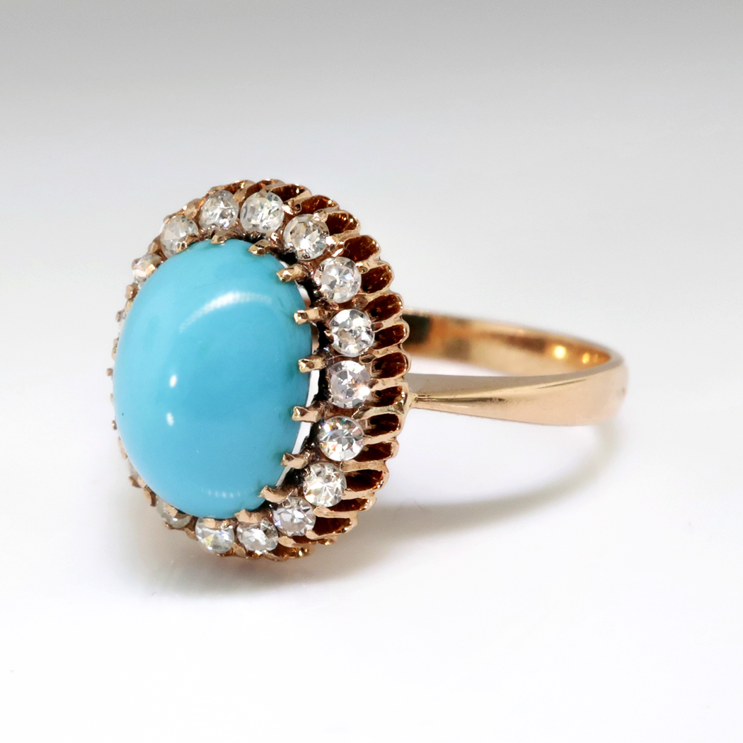 Art Deco Turquoise Ring Circa 1930's Russian Turquoise Single Cut ...