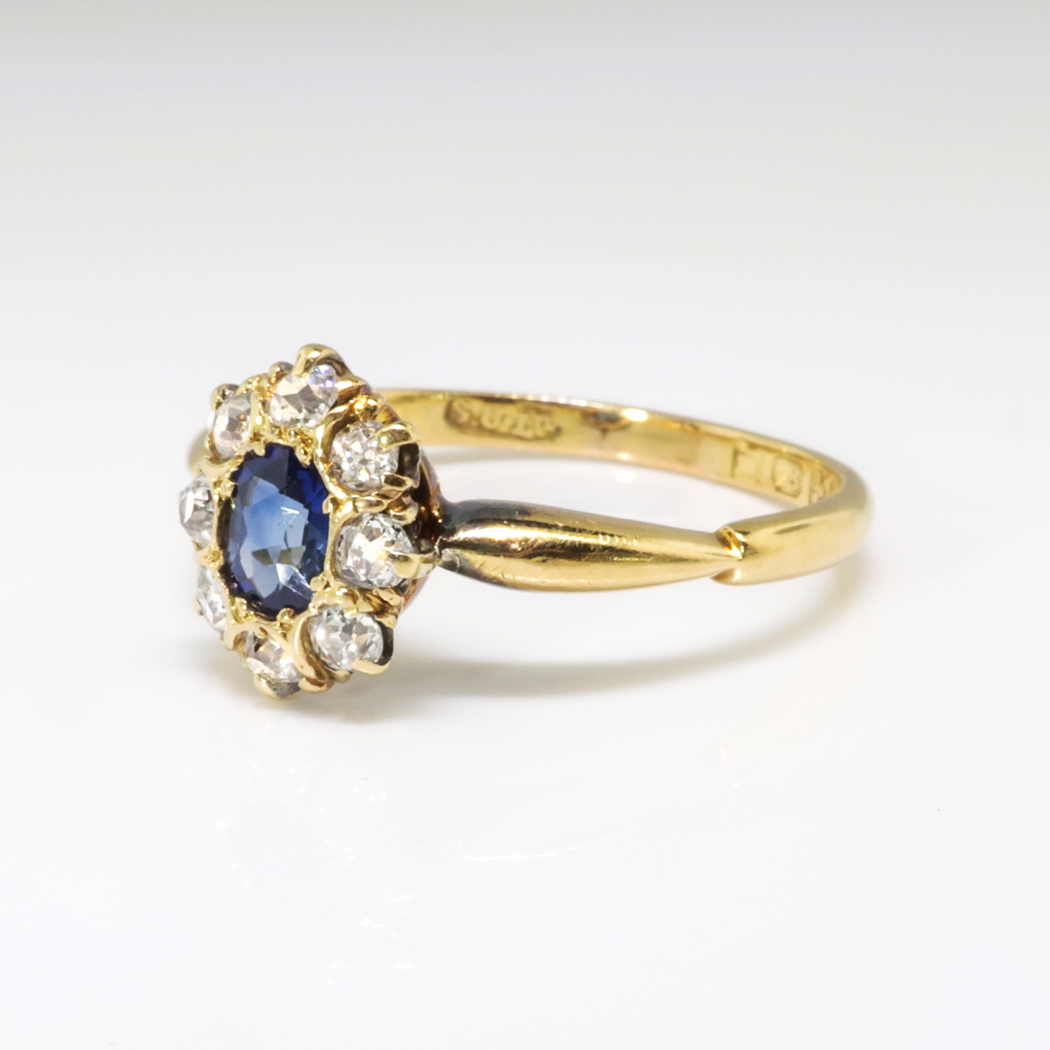 Antique Sapphire Diamond Ring Circa 1900's Edwardian Blue Sapphire ...