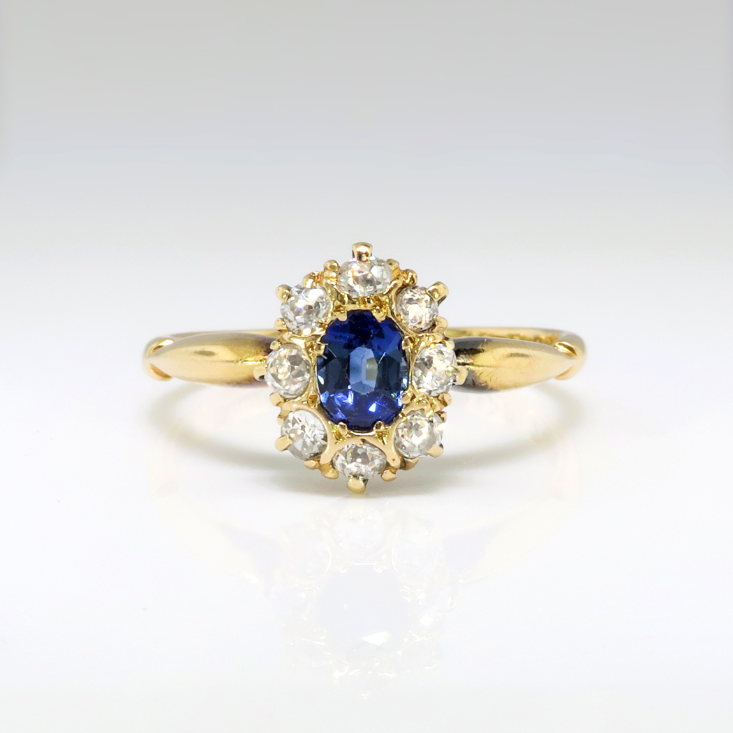 Antique Sapphire Diamond Ring Circa 1900's Edwardian Blue Sapphire ...