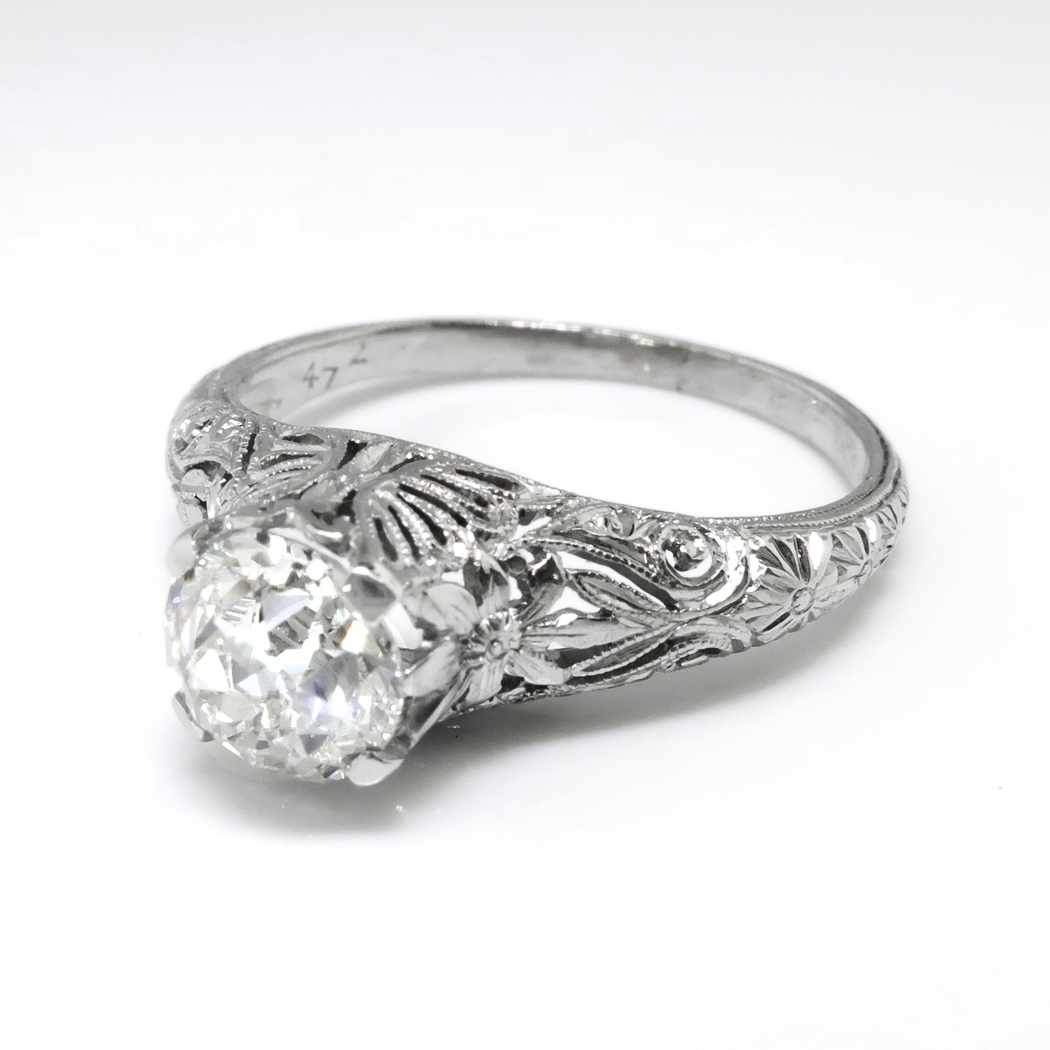 Edwardian Engagement Ring 1915 Antique Old European Cut Diamond