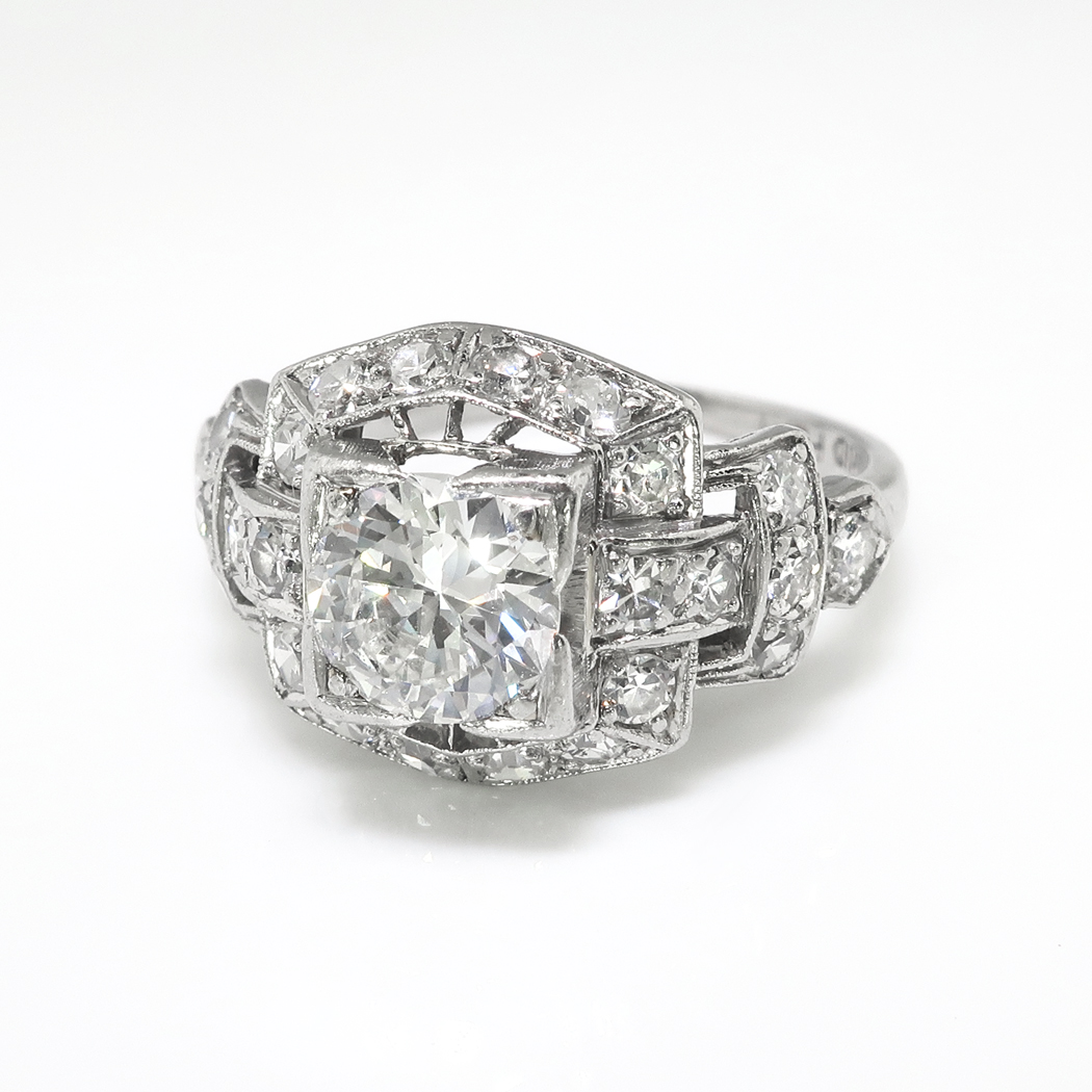 Art Deco Diamond Ring 1.22ct t.w. Vintage Old Transitional Cut Diamond ...