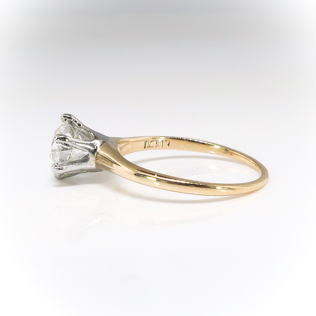 Art Deco Old European Cut .85ct Diamond Solitaire 14k Yellow Gold and ...