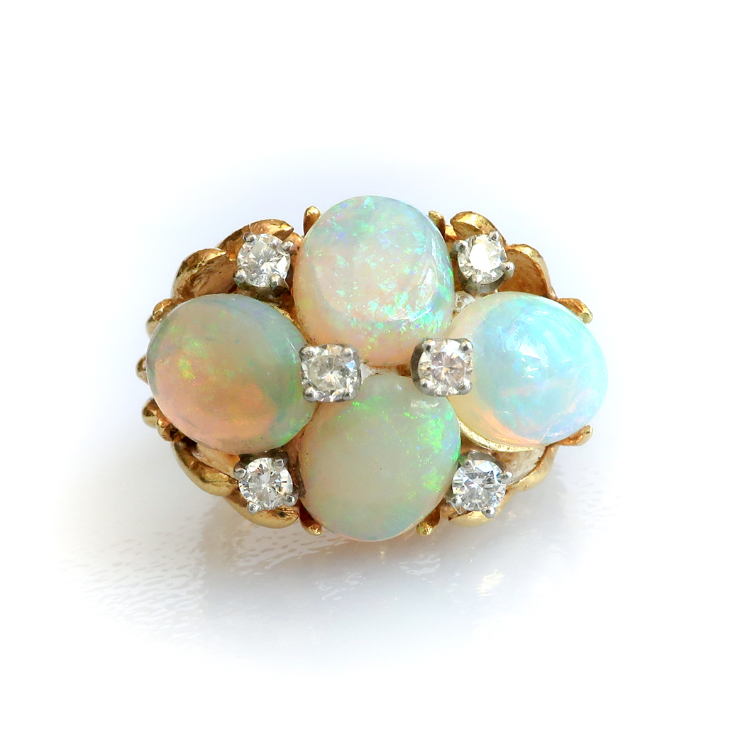 Vintage 8.10ct t.w. Opal Diamond Ring Circa 1970's Huge Cocktail ...