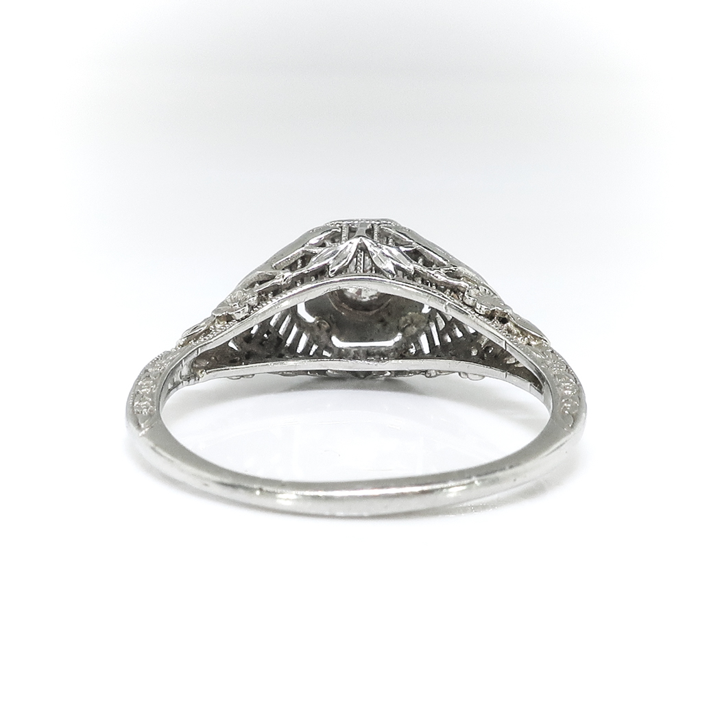 Art Deco Engagement Ring Circa 1930's .18ct Diamond Solitaire Filigree ...