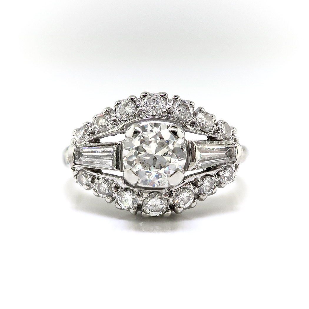 Vintage Diamond Engagement Ring Circa 1950's Retro Diamond Ring 1.08ct ...