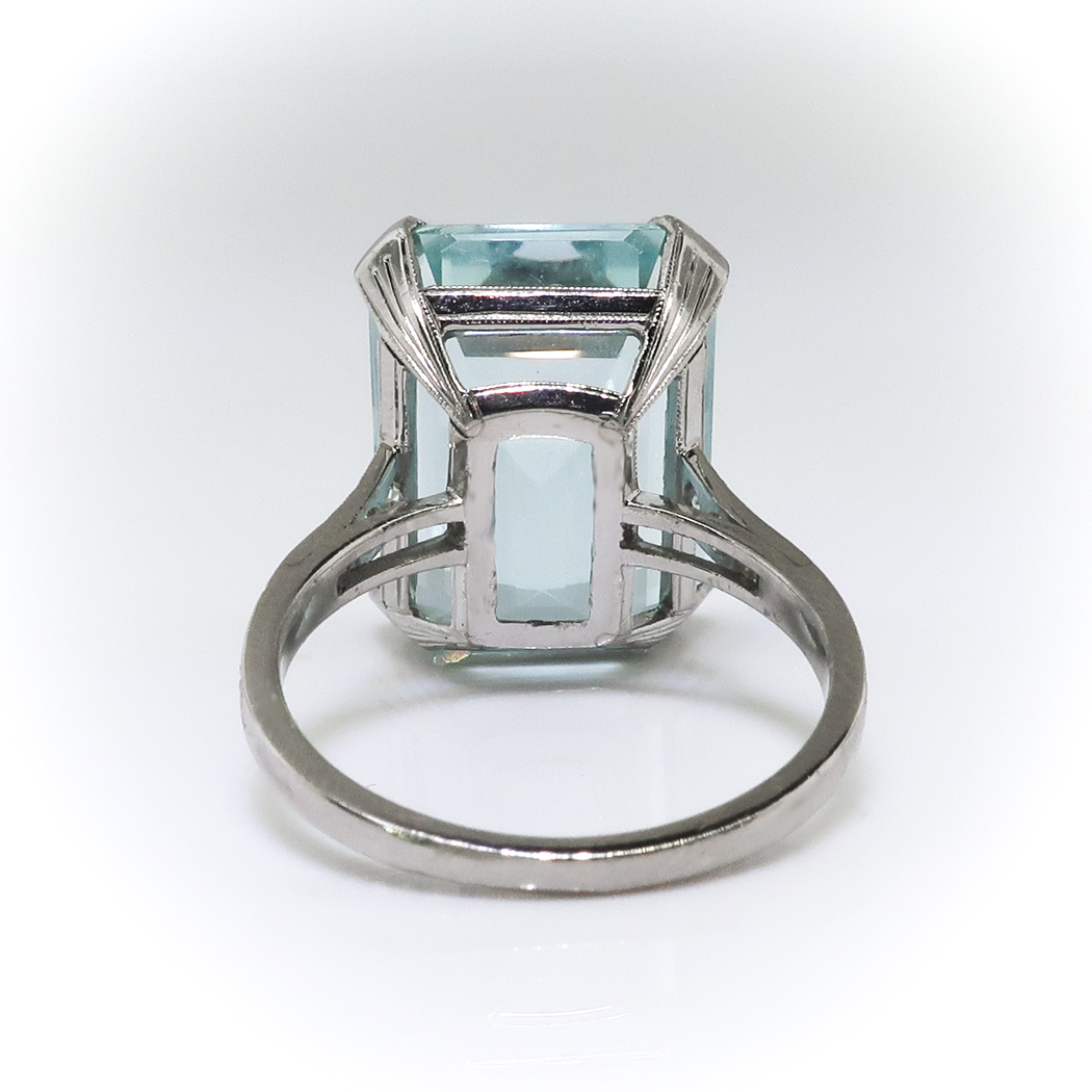 Art Deco Aquamarine Diamond Ring Circa 1930's 16.30ct t.w. Emerald Cut ...