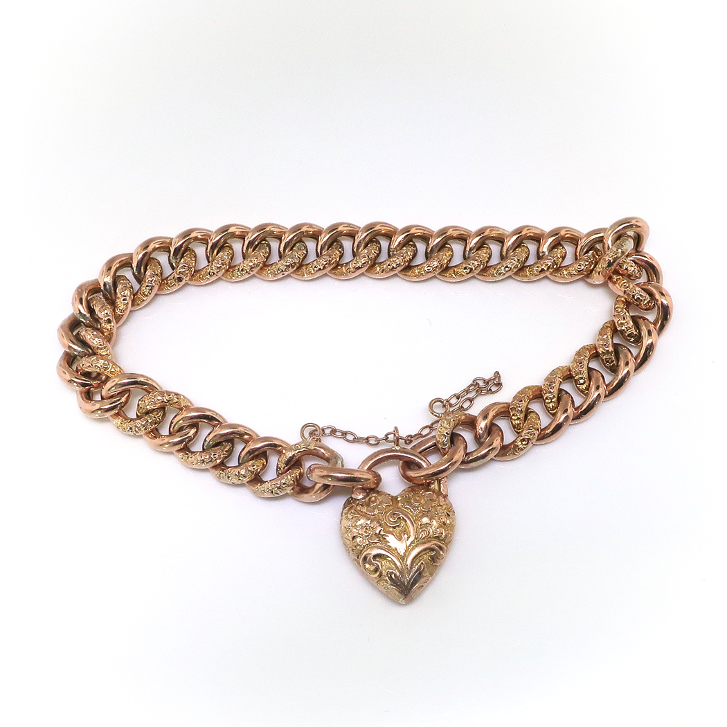 Early Victorian Link Bracelet with Heart Locket Closing at 1stDibs