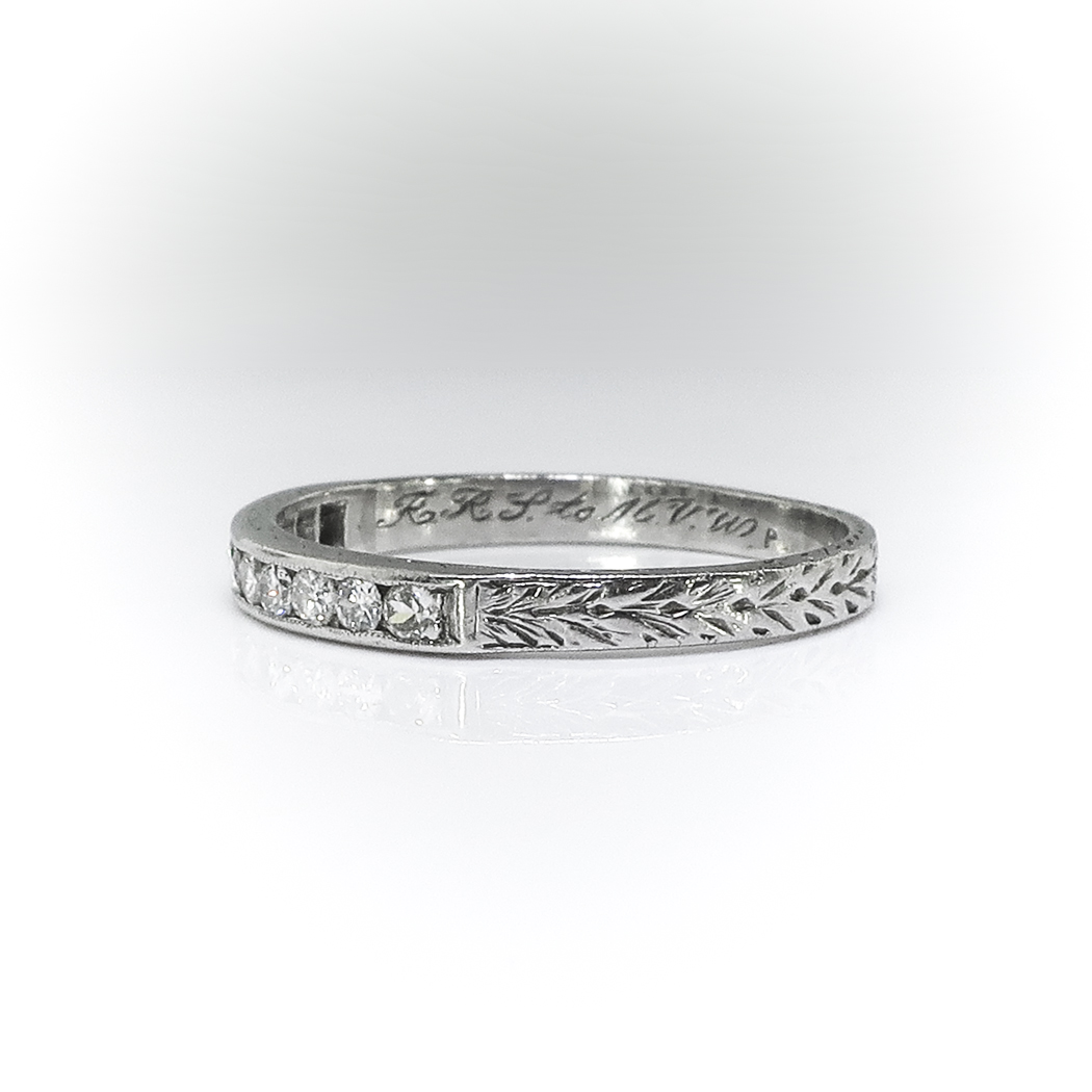 Antique Diamond Wedding Band Circa 1920's .30ct t.w. Old Hand Engraved ...