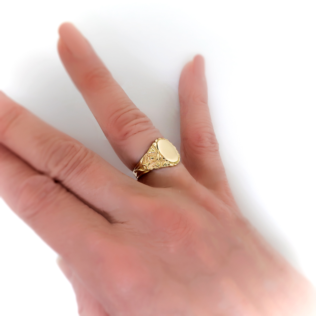 Antique Gold Signet Ring Victorian 1890's Monogram Ring Lily Of