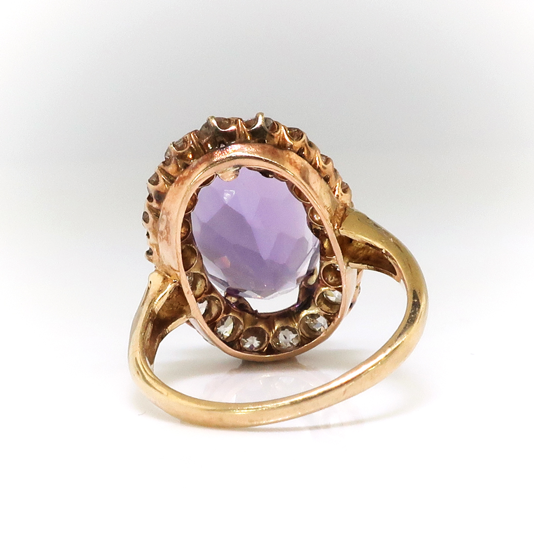 Antique Amethyst Diamond Ring Circa 1900's 6.11ct t.w. Old European Cut ...