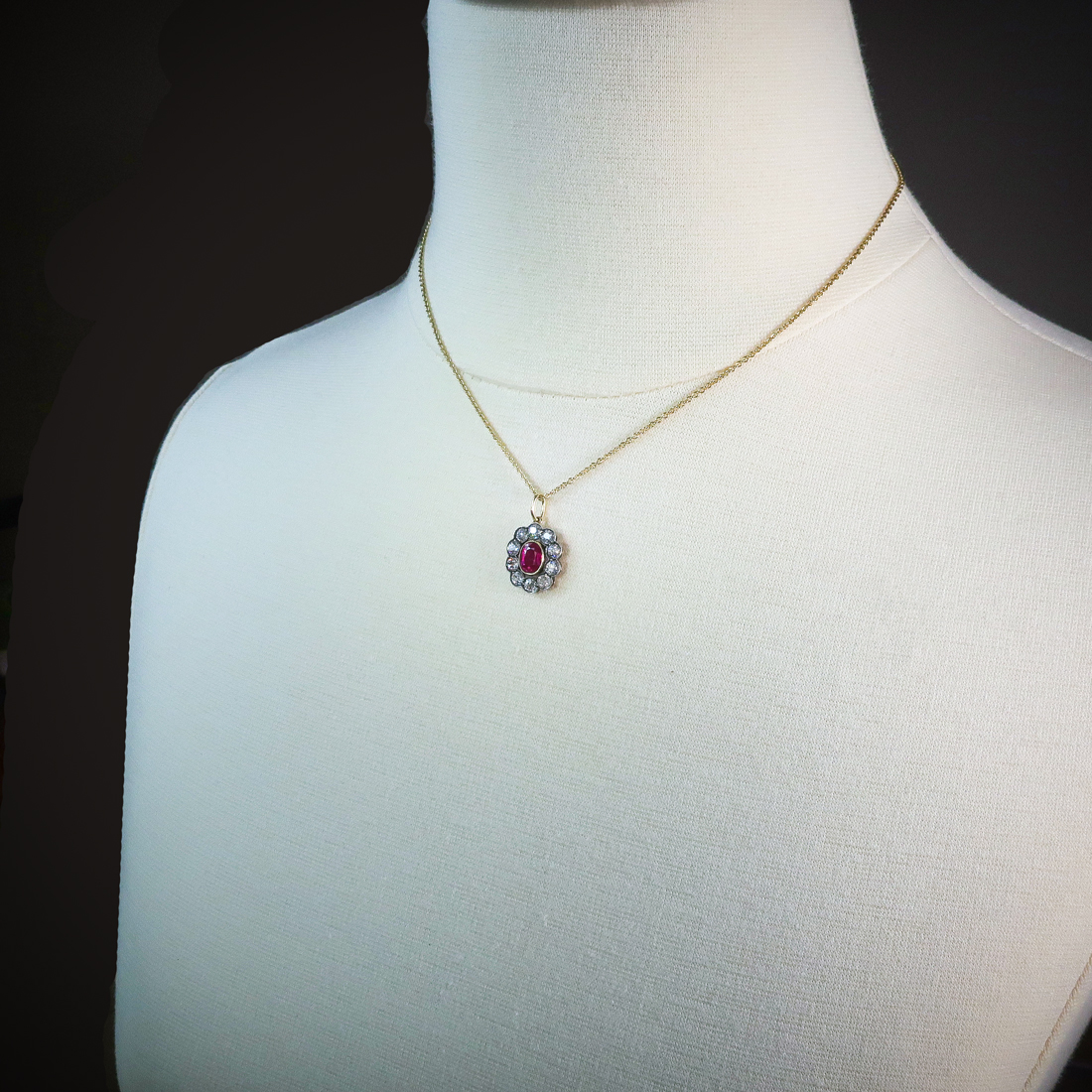 Antique Ruby Diamond Pendant Circa 1900's 2.27ct t.w. Old European Cut ...