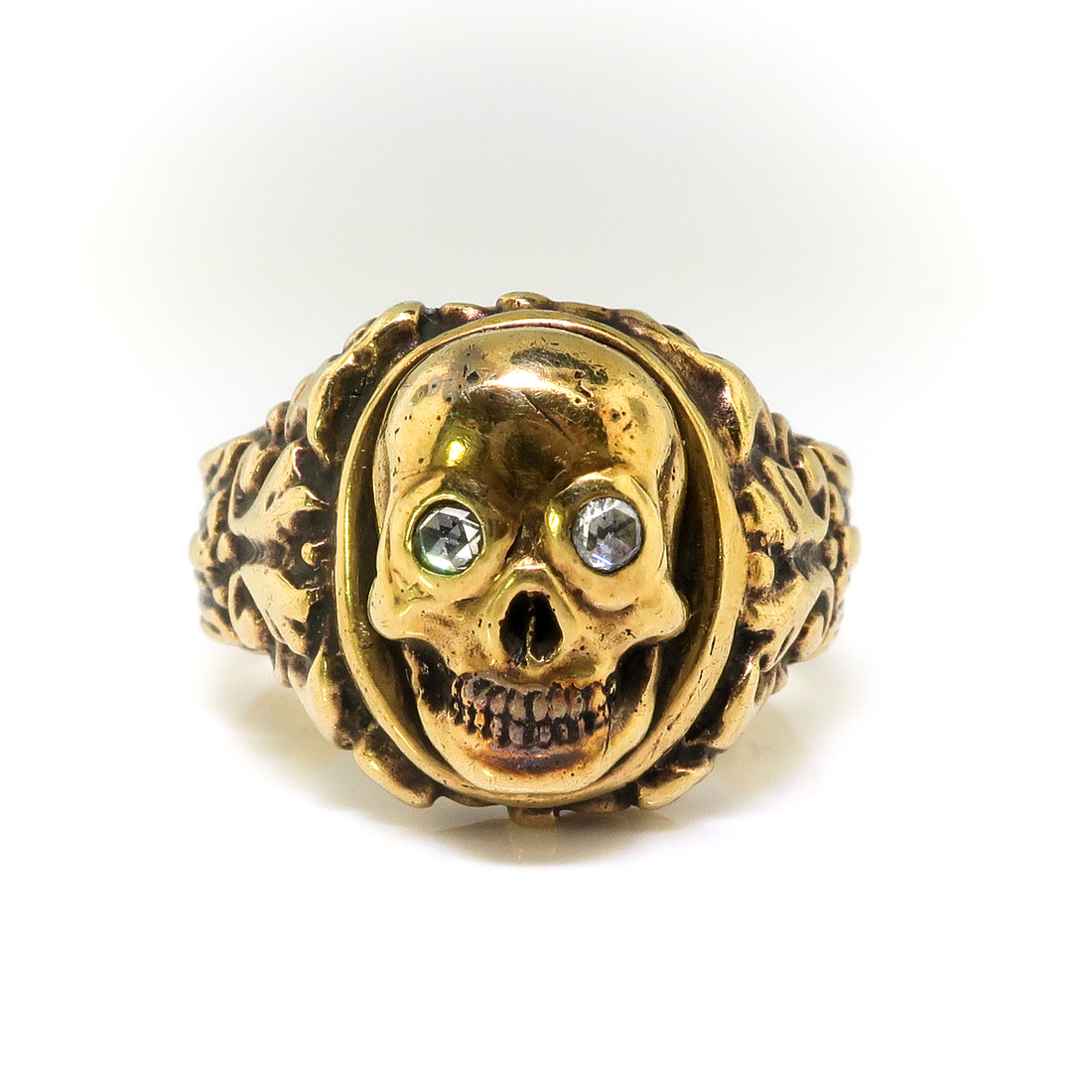 Vintage Diamond Skull Ring Circa 1950's Handmade Victorian Style